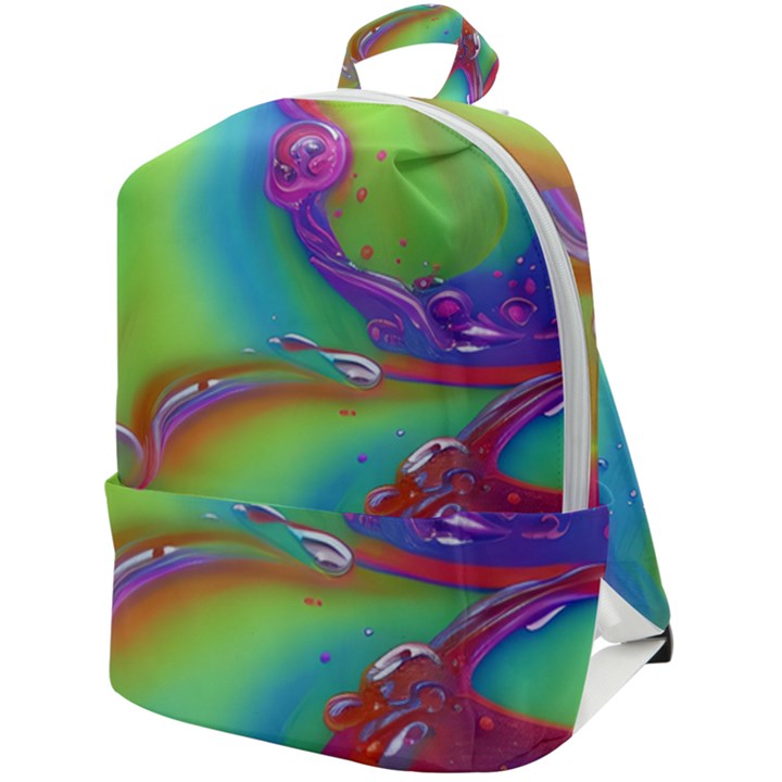 Modern Abstract Liquid Art Pattern Zip Up Backpack