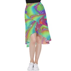 Modern Abstract Liquid Art Pattern Frill Hi Low Chiffon Skirt by GardenOfOphir