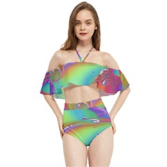 Modern Abstract Liquid Art Pattern Halter Flowy Bikini Set  by GardenOfOphir