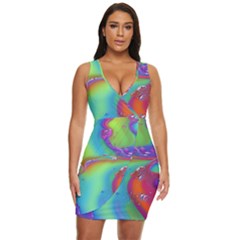 Modern Abstract Liquid Art Pattern Draped Bodycon Dress by GardenOfOphir