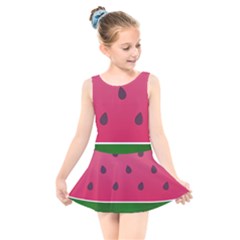 Watermelon Fruit Summer Red Fresh Food Healthy Kids  Skater Dress Swimsuit by Wegoenart