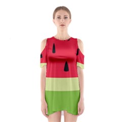 Watermelon Fruit Food Healthy Vitamins Nutrition Shoulder Cutout One Piece Dress by Wegoenart