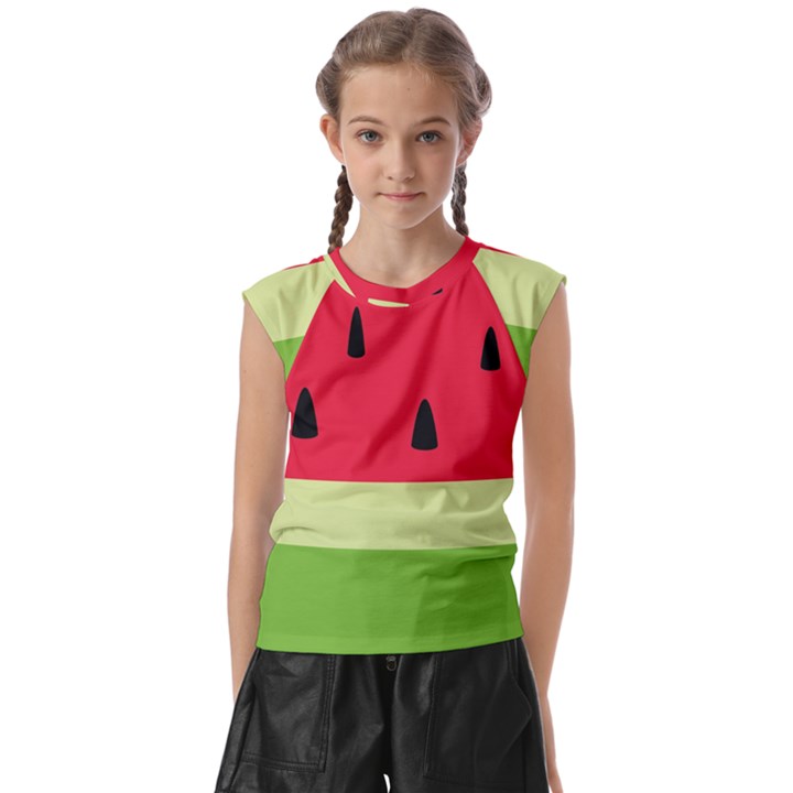 Watermelon Fruit Food Healthy Vitamins Nutrition Kids  Raglan Cap Sleeve Tee