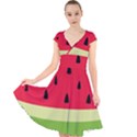 Watermelon Fruit Food Healthy Vitamins Nutrition Cap Sleeve Front Wrap Midi Dress View1