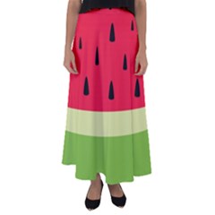 Watermelon Fruit Food Healthy Vitamins Nutrition Flared Maxi Skirt by Wegoenart