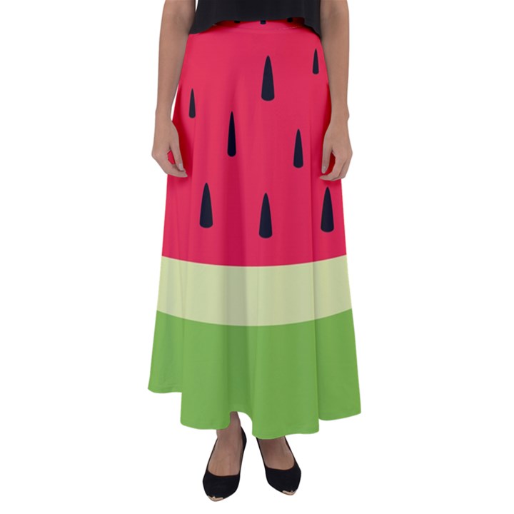 Watermelon Fruit Food Healthy Vitamins Nutrition Flared Maxi Skirt