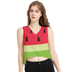 Watermelon Fruit Food Healthy Vitamins Nutrition V-neck Cropped Tank Top by Wegoenart