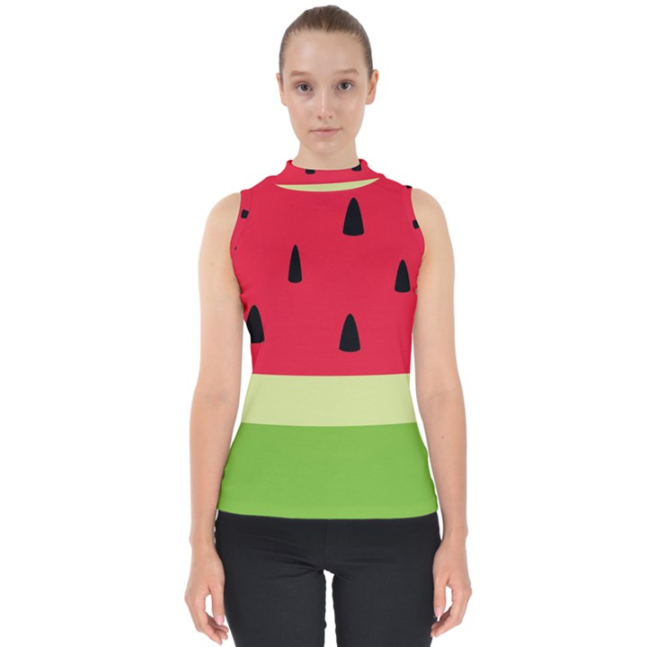 Watermelon Fruit Food Healthy Vitamins Nutrition Mock Neck Shell Top