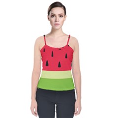 Watermelon Fruit Food Healthy Vitamins Nutrition Velvet Spaghetti Strap Top by Wegoenart