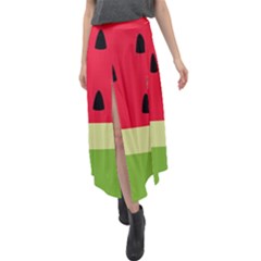 Watermelon Fruit Food Healthy Vitamins Nutrition Velour Split Maxi Skirt by Wegoenart