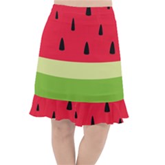 Watermelon Fruit Food Healthy Vitamins Nutrition Fishtail Chiffon Skirt by Wegoenart