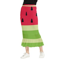 Watermelon Fruit Food Healthy Vitamins Nutrition Maxi Fishtail Chiffon Skirt by Wegoenart