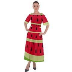 Watermelon Fruit Food Healthy Vitamins Nutrition Shoulder Straps Boho Maxi Dress  by Wegoenart