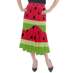 Watermelon Fruit Food Healthy Vitamins Nutrition Midi Mermaid Skirt by Wegoenart