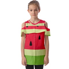 Watermelon Fruit Food Healthy Vitamins Nutrition Fold Over Open Sleeve Top by Wegoenart