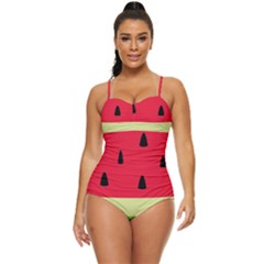 Watermelon Fruit Food Healthy Vitamins Nutrition Retro Full Coverage Swimsuit by Wegoenart