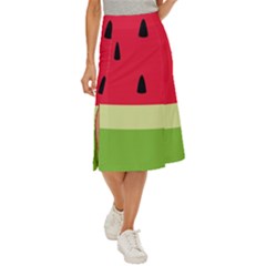 Watermelon Fruit Food Healthy Vitamins Nutrition Midi Panel Skirt by Wegoenart