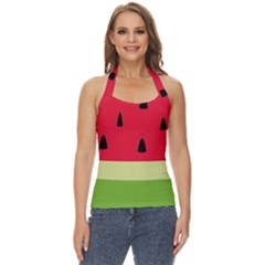 Watermelon Fruit Food Healthy Vitamins Nutrition Basic Halter Top by Wegoenart