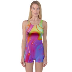 Beautiful Fluid Shapes In A Flowing Background One Piece Boyleg Swimsuit by GardenOfOphir