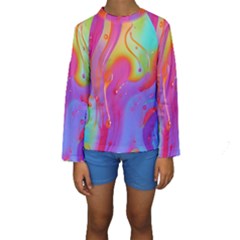 Beautiful Fluid Shapes In A Flowing Background Kids  Long Sleeve Swimwear by GardenOfOphir