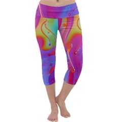 Beautiful Fluid Shapes In A Flowing Background Capri Yoga Leggings by GardenOfOphir