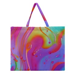 Beautiful Fluid Shapes In A Flowing Background Zipper Large Tote Bag by GardenOfOphir