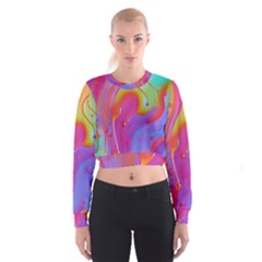 Beautiful Fluid Shapes In A Flowing Background Cropped Sweatshirt by GardenOfOphir