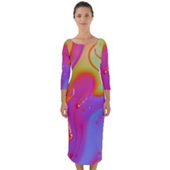 Beautiful Fluid Shapes In A Flowing Background Quarter Sleeve Midi Bodycon Dress by GardenOfOphir