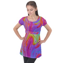 Beautiful Fluid Shapes In A Flowing Background Puff Sleeve Tunic Top by GardenOfOphir