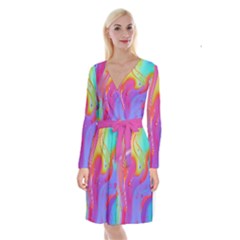 Beautiful Fluid Shapes In A Flowing Background Long Sleeve Velvet Front Wrap Dress by GardenOfOphir