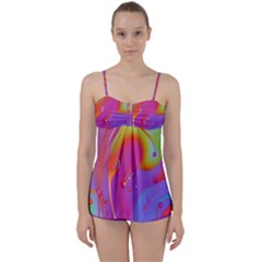 Beautiful Fluid Shapes In A Flowing Background Babydoll Tankini Set by GardenOfOphir