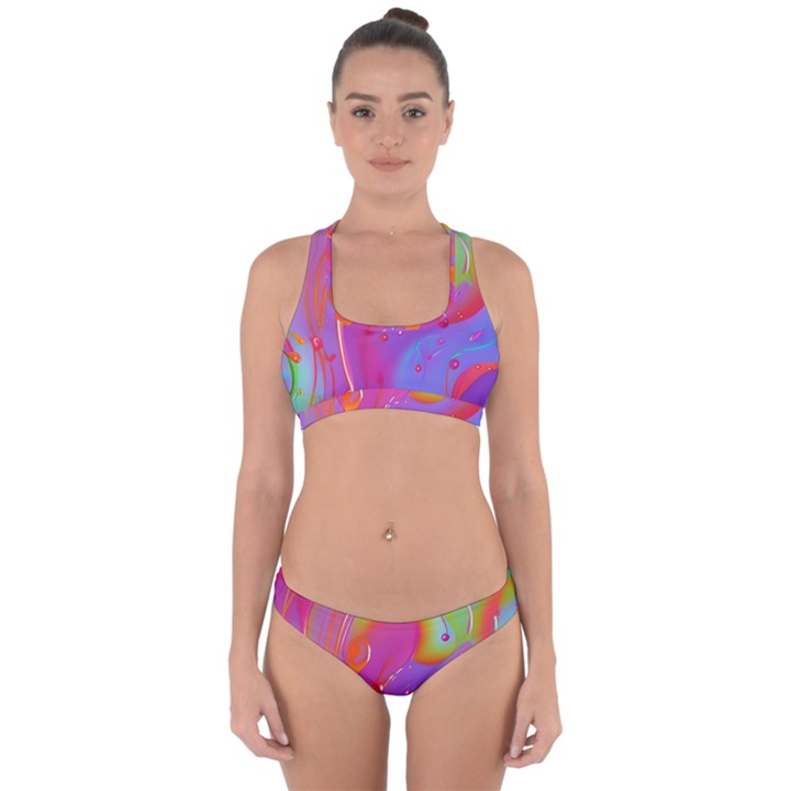 Beautiful Fluid Shapes In A Flowing Background Cross Back Hipster Bikini Set