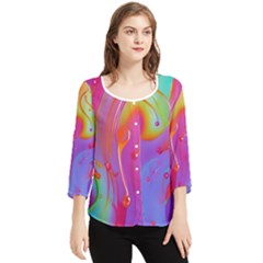 Beautiful Fluid Shapes In A Flowing Background Chiffon Quarter Sleeve Blouse by GardenOfOphir