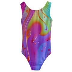 Beautiful Fluid Shapes In A Flowing Background Kids  Cut-out Back One Piece Swimsuit by GardenOfOphir