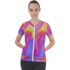 Beautiful Fluid Shapes In A Flowing Background Short Sleeve Zip Up Jacket by GardenOfOphir