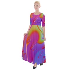 Beautiful Fluid Shapes In A Flowing Background Half Sleeves Maxi Dress by GardenOfOphir