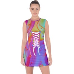 Beautiful Fluid Shapes In A Flowing Background Lace Up Front Bodycon Dress by GardenOfOphir