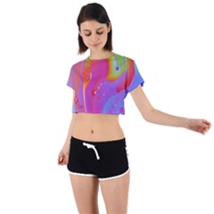 Beautiful Fluid Shapes In A Flowing Background Tie Back Short Sleeve Crop Tee by GardenOfOphir