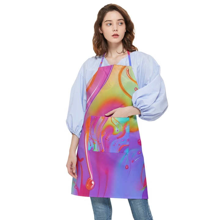 Beautiful Fluid Shapes In A Flowing Background Pocket Apron