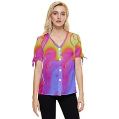 Beautiful Fluid Shapes In A Flowing Background Bow Sleeve Button Up Top by GardenOfOphir