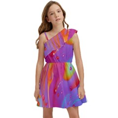 Beautiful Fluid Shapes In A Flowing Background Kids  One Shoulder Party Dress by GardenOfOphir