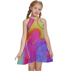 Beautiful Fluid Shapes In A Flowing Background Kids  Halter Collar Waist Tie Chiffon Dress by GardenOfOphir