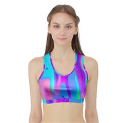 Colorful Abstract Fluid Art Pattern Sports Bra With Border by GardenOfOphir