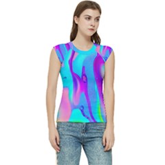 Colorful Abstract Fluid Art Pattern Women s Raglan Cap Sleeve Tee