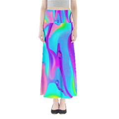 Colorful Abstract Fluid Art Pattern Full Length Maxi Skirt by GardenOfOphir