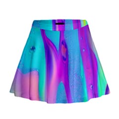 Colorful Abstract Fluid Art Pattern Mini Flare Skirt by GardenOfOphir