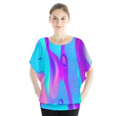 Colorful Abstract Fluid Art Pattern Batwing Chiffon Blouse