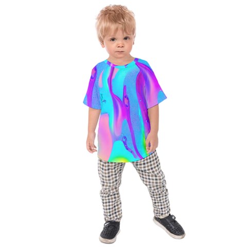 Colorful Abstract Fluid Art Pattern Kids  Raglan Tee by GardenOfOphir