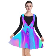 Colorful Abstract Fluid Art Pattern Plunge Pinafore Dress