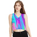 Colorful Abstract Fluid Art Pattern V-Neck Cropped Tank Top View1